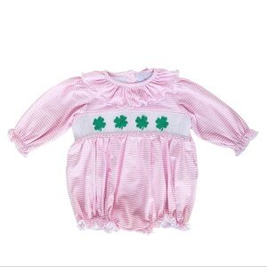 *NEW* Adorable baby bubble Pink for st Patrick’s day with shamrocks NWT